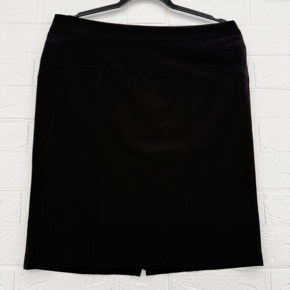 FOCUS 2000 Pencil Skirt Size 12P Black Knee Length Stretch Workwear Career